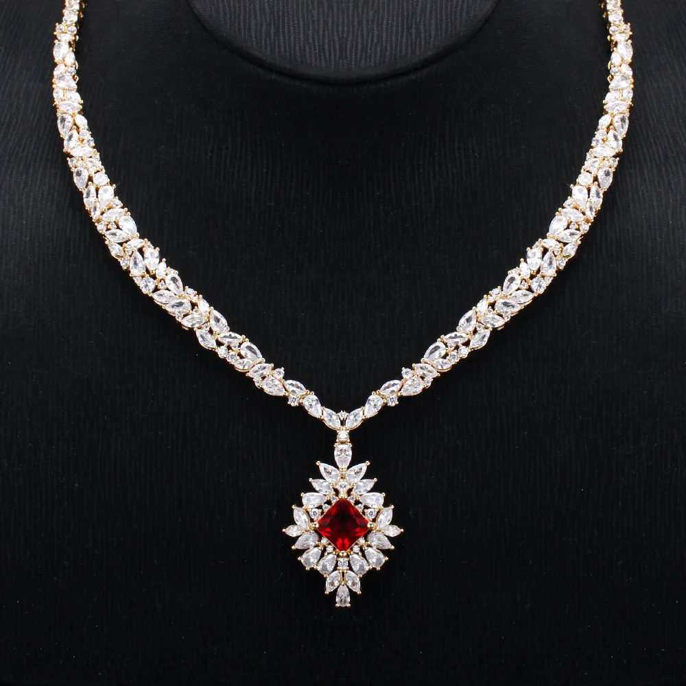 

Luxury Fashion Women Jewelry Set 2 PCS Necklace Earrings Shiny Cubic Zirconia High Quality Bridal Wedding Jewellery Accessories
