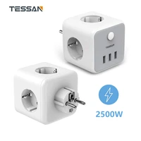 tessan power strip usb wall socket with 3 outlets and 3 usb ports electrical charger on off switch eu kr adaptor for home office