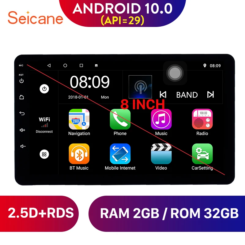Seicane Универсальный 8 дюймов Android 10 0 Оперативная память 2G автомобилем РАДИО GPS Navi