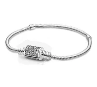 authentic 925 sterling silver bracelet sparkling freehand heart snake chain bracelet fit women bead charm diy fashion jewelry
