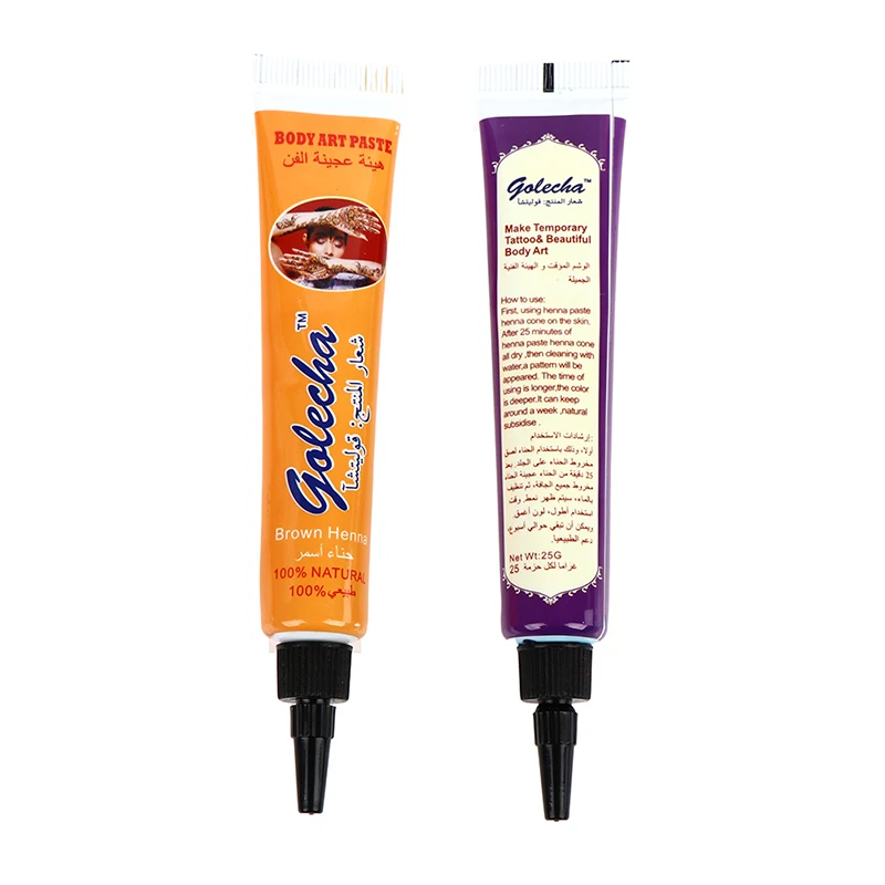 

Natural Henna Paste Cone Tattoo Paste 6 Colors Henna Cones Indian For Temporary Tattoo Sticker Body Paint Art Cream Cone