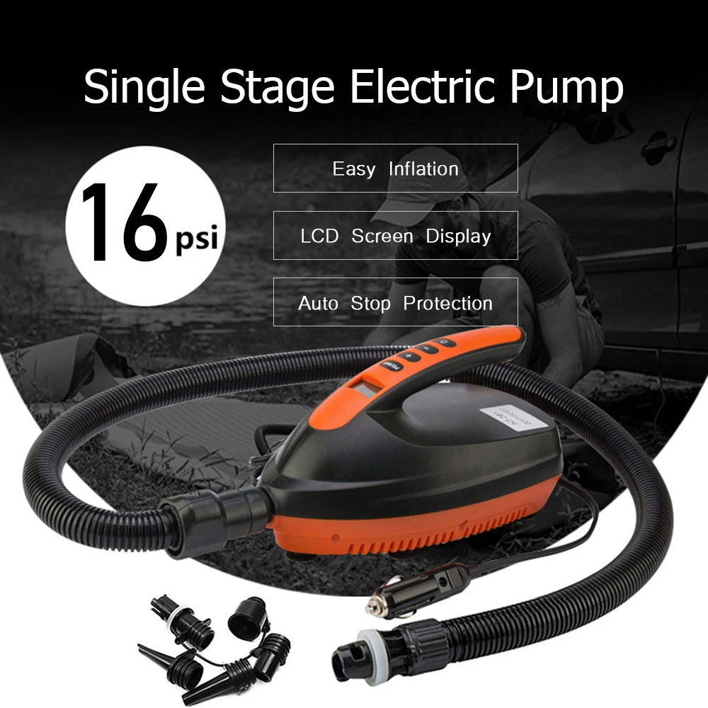 

Max 20PSI Inflatable Boat Electric Air Pump High Speed Dual Stage Paddle Board Airbed SUP Paddleboard Fishing Kayak Accessories