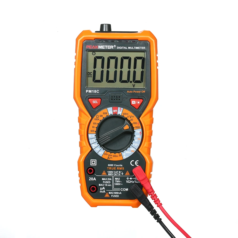 Многофункциональный цифровой мультиметр PEAKMETER PM18C, измеритель частоты, сопротивления, емкости и напряжения, AC/DC