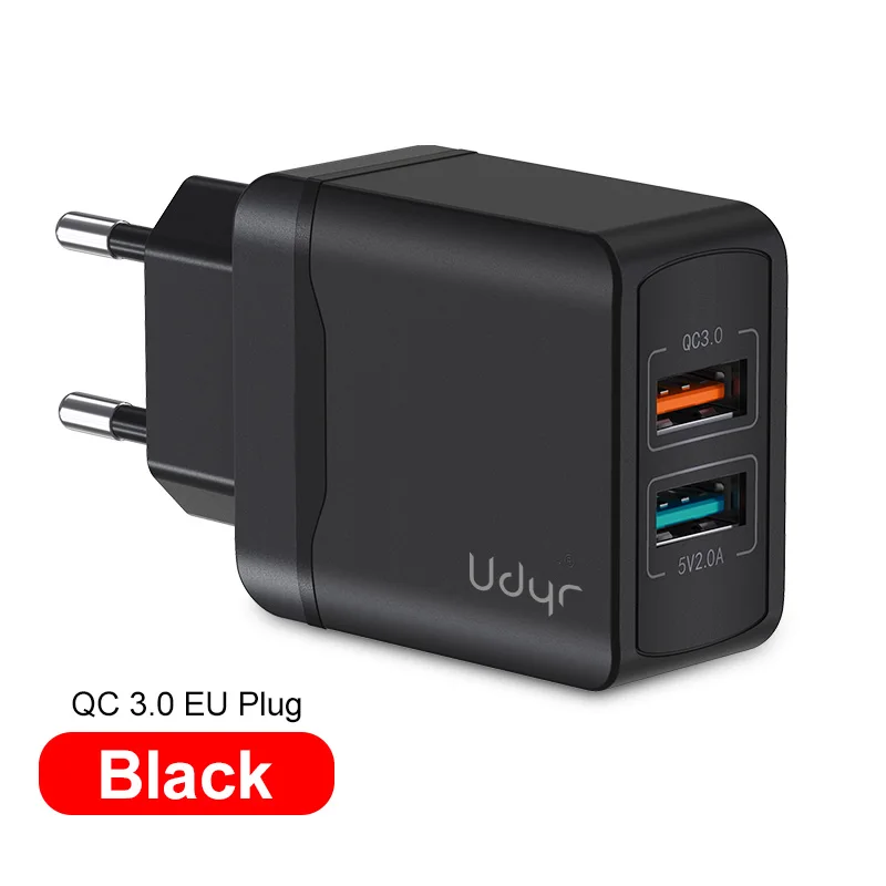 EU Black Udyr Quick Charge 3,0 28W QC 3,0 адаптер зарядного устройства с двойным USB EU вилка Дорожное настенное зарядное устройство для мобильного телефона для iPhone 11 samsung Xiaomi - Тип штекера: EU Black