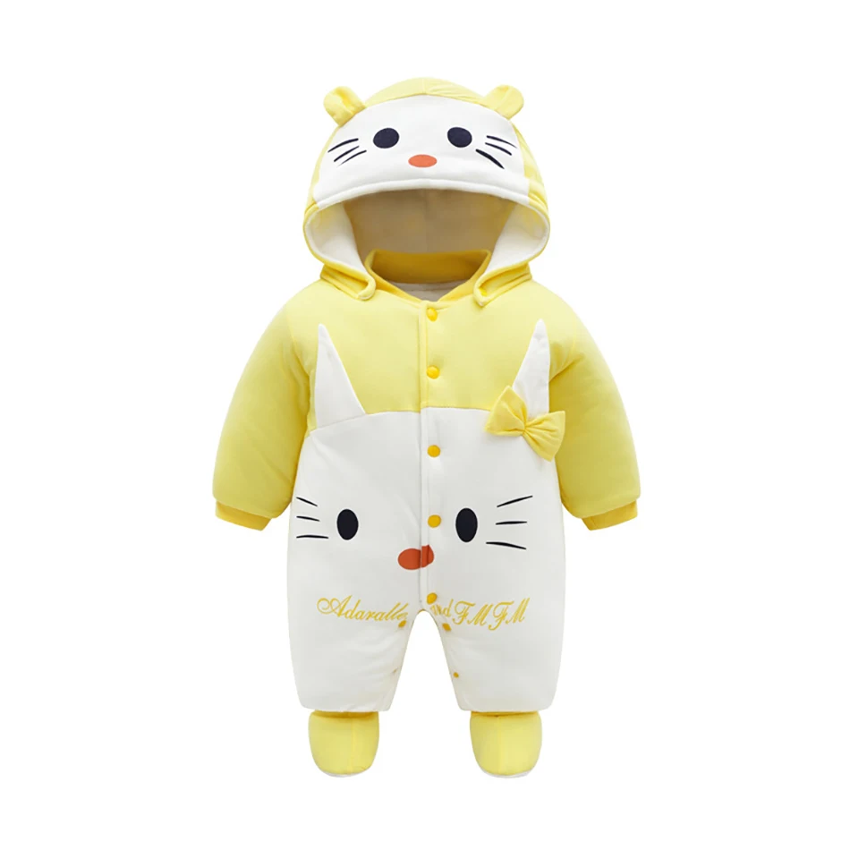 Детский Теплый комбинезон с капюшоном зимний мультяшным медведем для