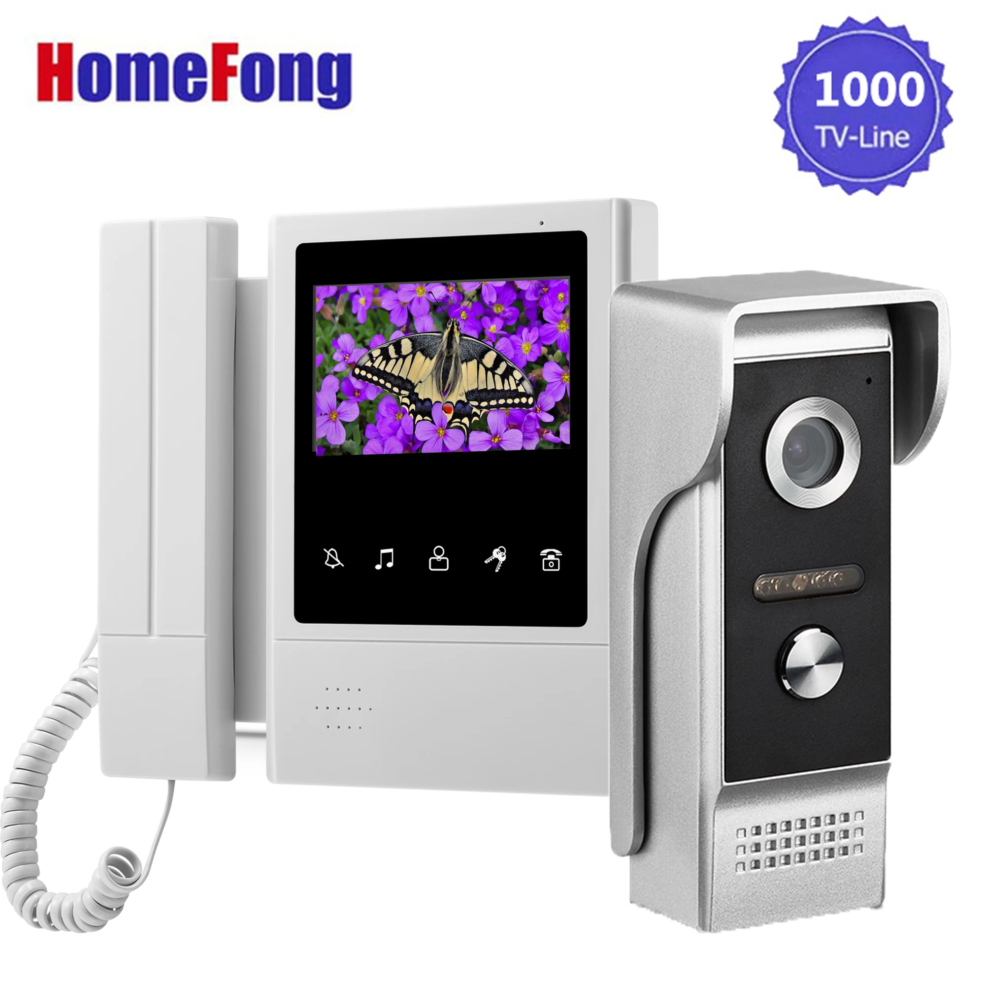 Homefong 4.3 Inch Home Intercom Wired Video Door Phone Doorbell Camera Two-way Audio System Unlock IP65 IR Day Night Vision