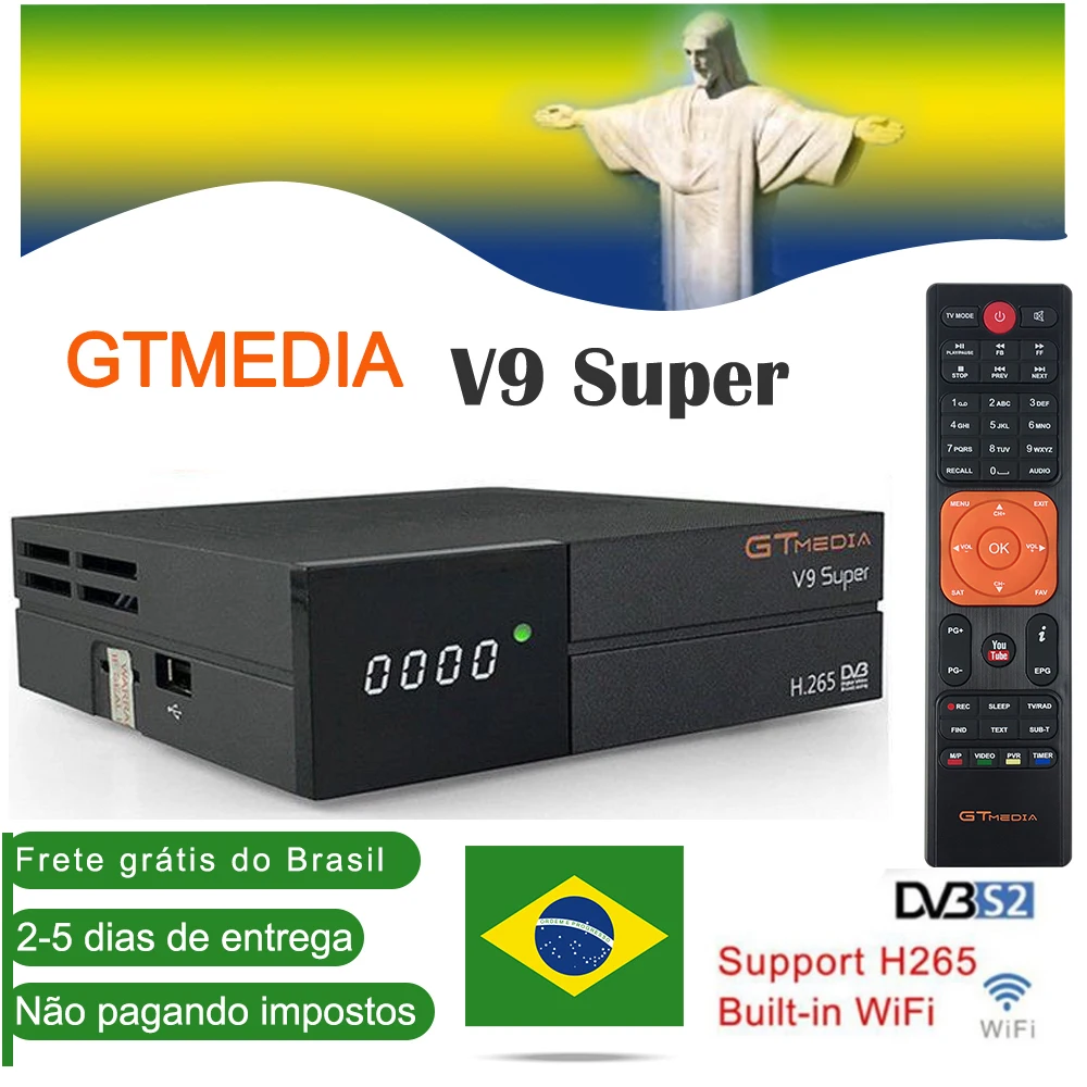 Оригинальный подлинный суперспутниковый ресивер Gtmedia V9 DVB S2 Freesat встроенный Wi Fi