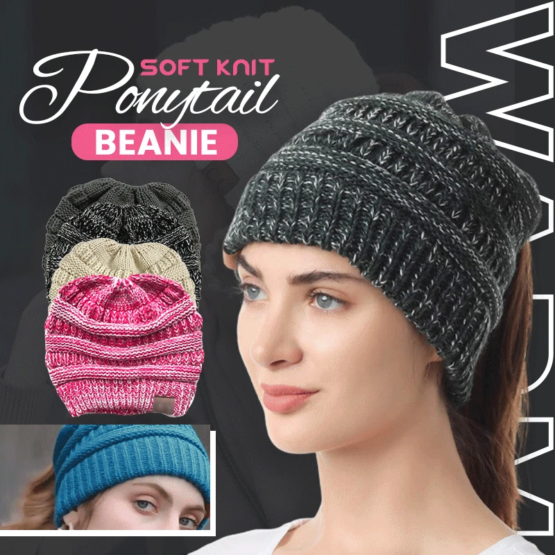 

Soft Knit Ponytail Beanie Women Stretch Knitted Crochet Beanies Cap Autumn Winter Ponytail Beanie Hat Winter Hats Cap For Women