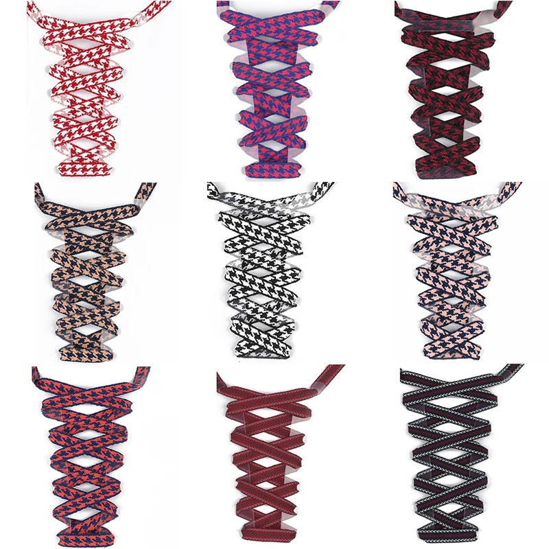 1 Pair 110cm Shoelaces Runner Weave Tape Athletic Safety Shoe Laces Classic Sneaker Lace Colors Checkered Flat 