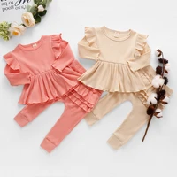 clothing for baby girls solid color ruffle cute bebe girls outfits toddler casual 2 piece clothing sets soft cotton comfort wear