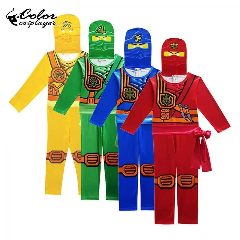 Цветные костюмы для косплея ниндзя детские яркий костюм карнавала вечерние