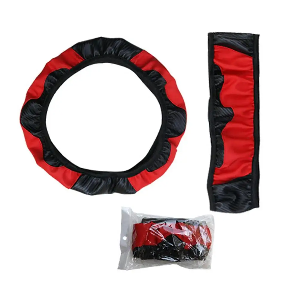 

Car Steering Wheel Cover Breathable PU Leather Wheel Cover Auto Decoration Carbon Fiber Steering Wheel Cover Wearable