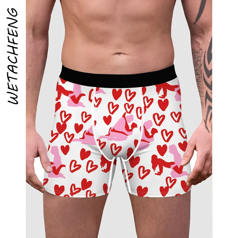 Человек Undrewear сексуальное красное сердце 3D принт мужские боксеры шорты из