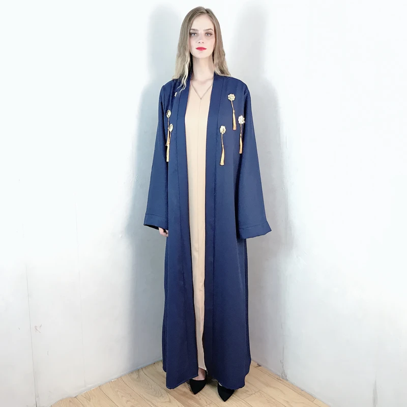 Женское длинное платье-кимоно, открытая абайя, Дубай, кафтан, Турция, ислам, мусульманское платье Djellaba, кафтан, Марокко, af983