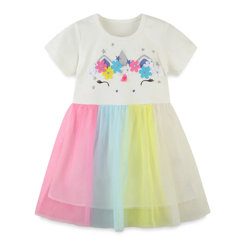 

Summer Girls Clothes New Princess Party Cute Kids Dress with Flower Printing
