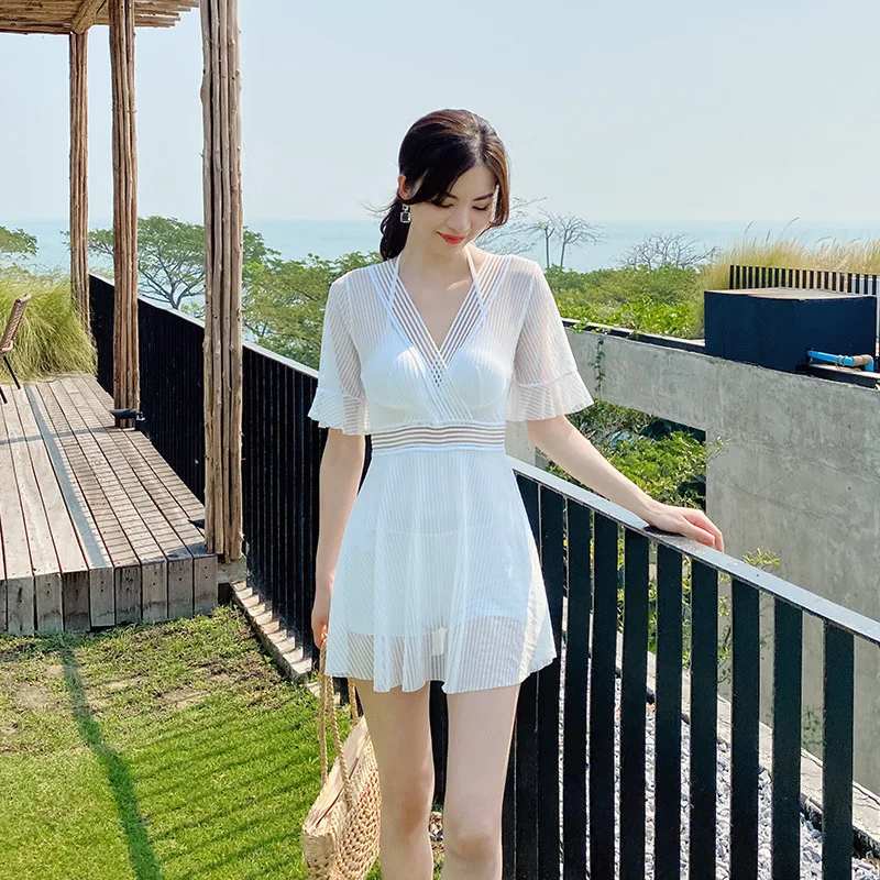 Купальник женский новый стиль цельный купальник корейский Тонкий пляжный для