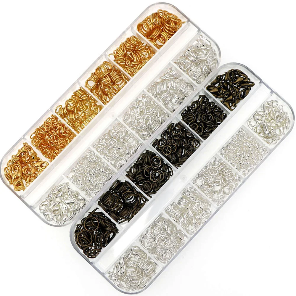 

1 Box DIY Open Jump Rings Lobster Clasps End Caps Earring Hooks Beads Kit DIY Jewelry Making Supplies Tools Set