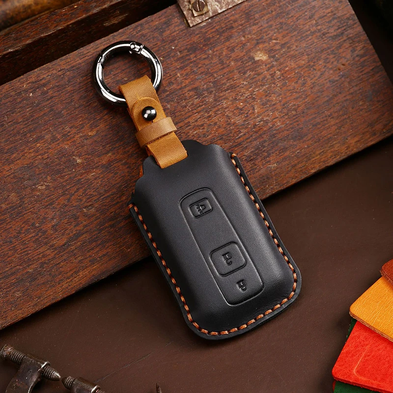 

Leather Remote Car Key Case Cover Holder for Toyota Prius Crown Avensis Verso 3 Buttons Smart Key Protection Accessories