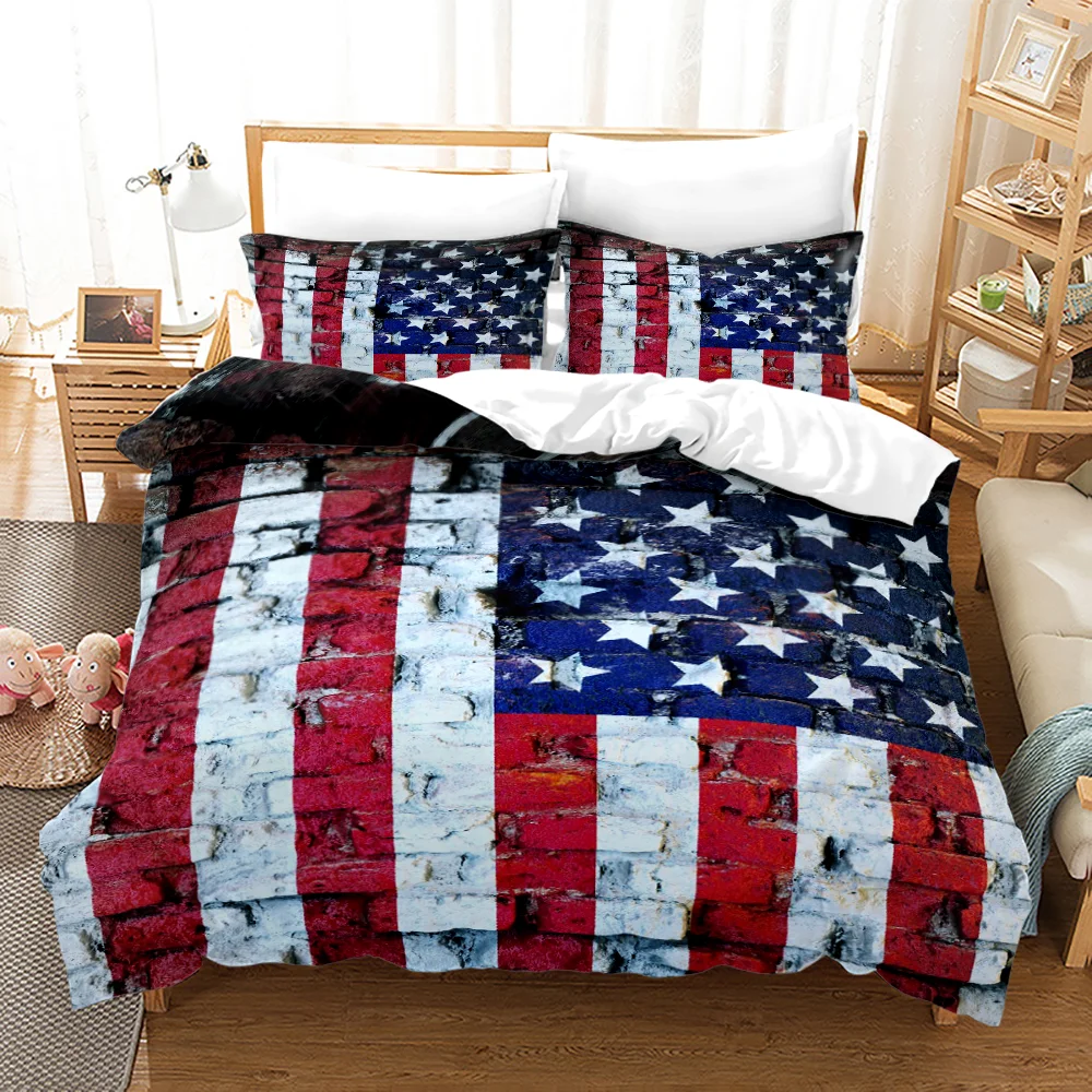 American Flag Bedding Set Fashion 3D Printed Comforter Luxury Duvet Cover Bed Linen Queen King Single Size Dropshipping | Дом и сад