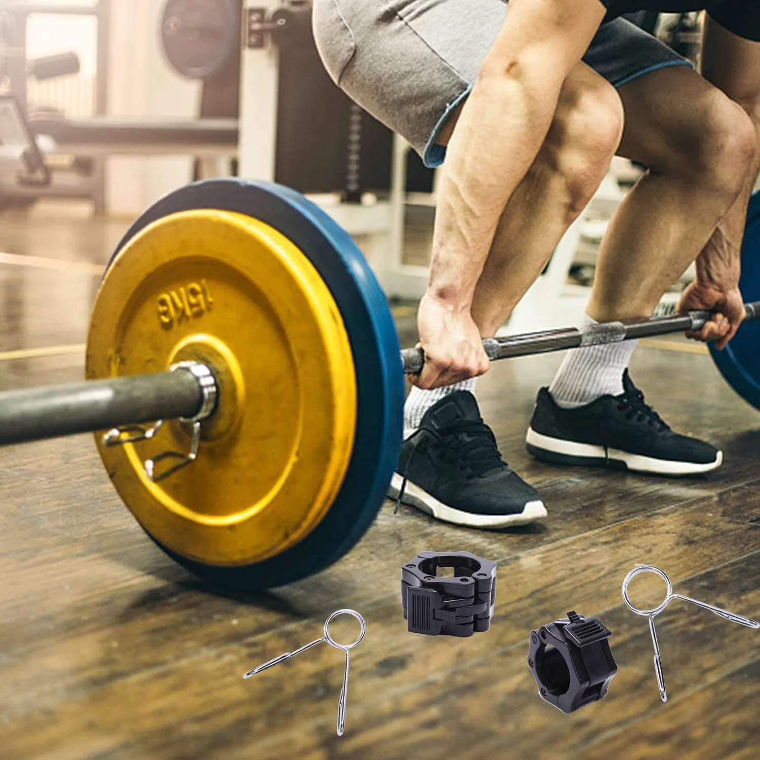 

2-Inch Barbell Lock and Spring Clip Set, 1 Pair of Barbell Clips and 1 Pair of Spring Clips (4 Pcs)