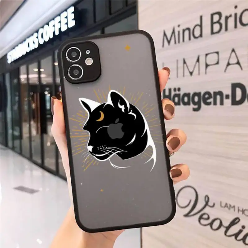 

Witch and cat mysterious tarot black Phone Cases Matte Transparent for iPhone 7 8 11 12 s mini pro X XS XR MAX Plus cover funda