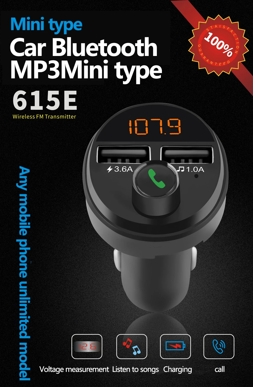 Rovtop Bluetooth автомобильный комплект громкой связи беспроводной fm-передатчик 3.1A 3.6A Быстрая зарядка двойной USB зарядное устройство lcd TF карта Автомобильный MP3-плеер