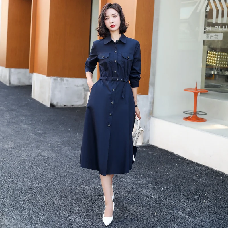 Платье-рубашка 2021 Новое корейское платье чистая одежда с длинным рукавом юбка Jum |
