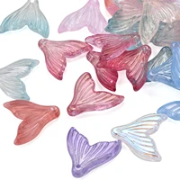 100pcs transparent spray painted glass pendants fishtail charms for diy bracelet necklace earrings jewelry making accessories