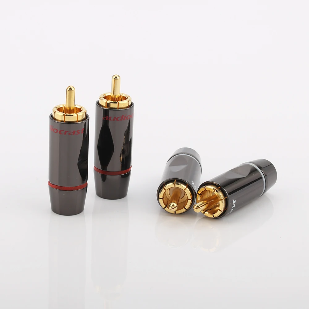 8 шт. Audiocrast R003 24k позолоченные разъемы RCA, позолоченные штекеры RCA, Аудиокабели