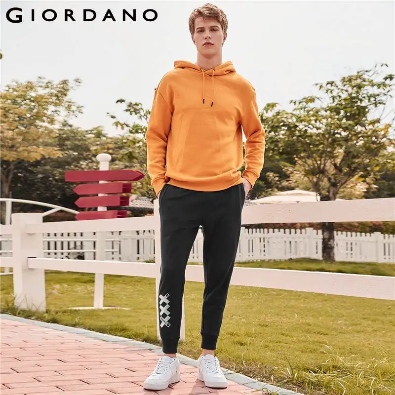 Мужские эластичные брюки Giordano на шнурке с карманами ребристые манжеты