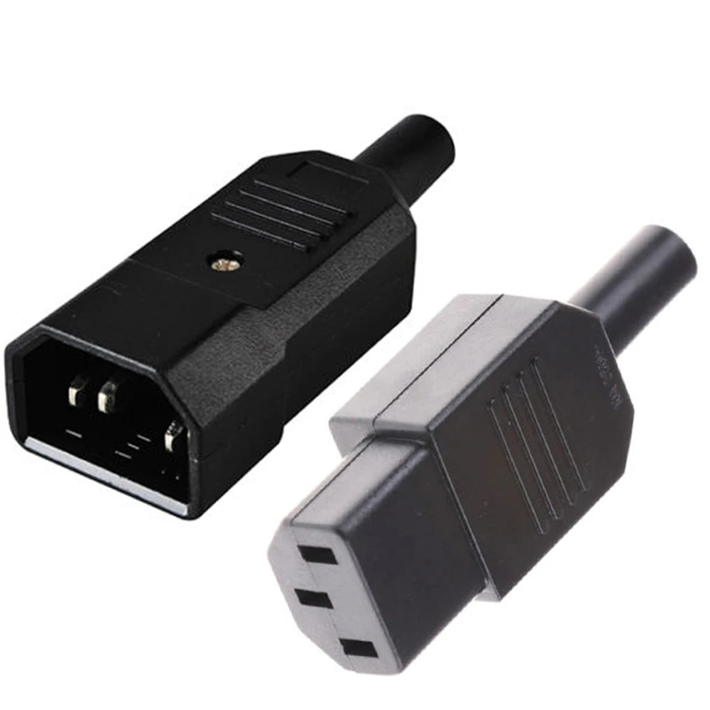 DIY 10A 250 В черный IEC C13 C14 Женский штекер Rewirable разъем питания 3 контактный разъем переменного тока одна пара