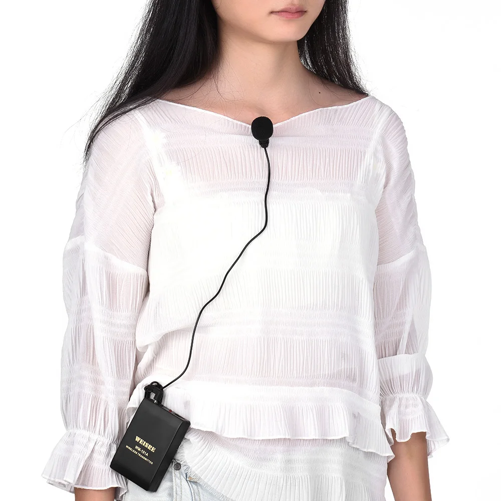 

Lavalier Lapel Collar Clip-on FM Wireless Microphone System Voice Amplifier with Bodypack Transmitter Mini Mic Receiver