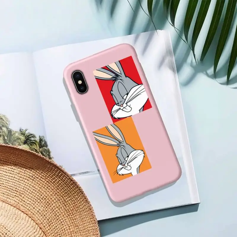 

Carton Bugs Bunny Phone Case For Iphone X Case Pure PINK Soft Silicone Phone Case For SE&11 Pro Max