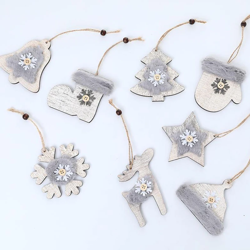 1 шт. милые плюшевые рождественские украшения деревянные кулоны плюш колокольчик