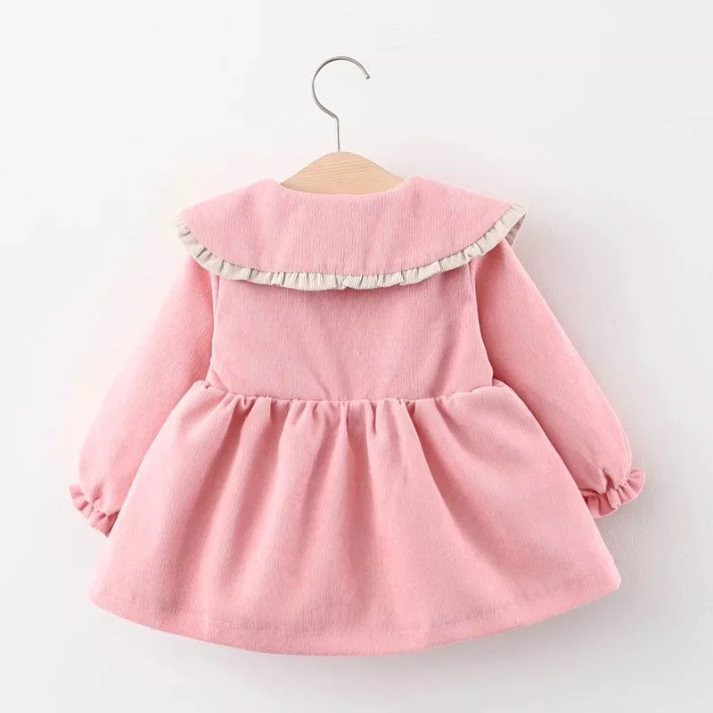 Autumn New Baby Girl Dress Big Bow Warm Party Princess Long Sleeve Corduroy Thicken Dresses Infant Kids Clothes | Детская одежда и