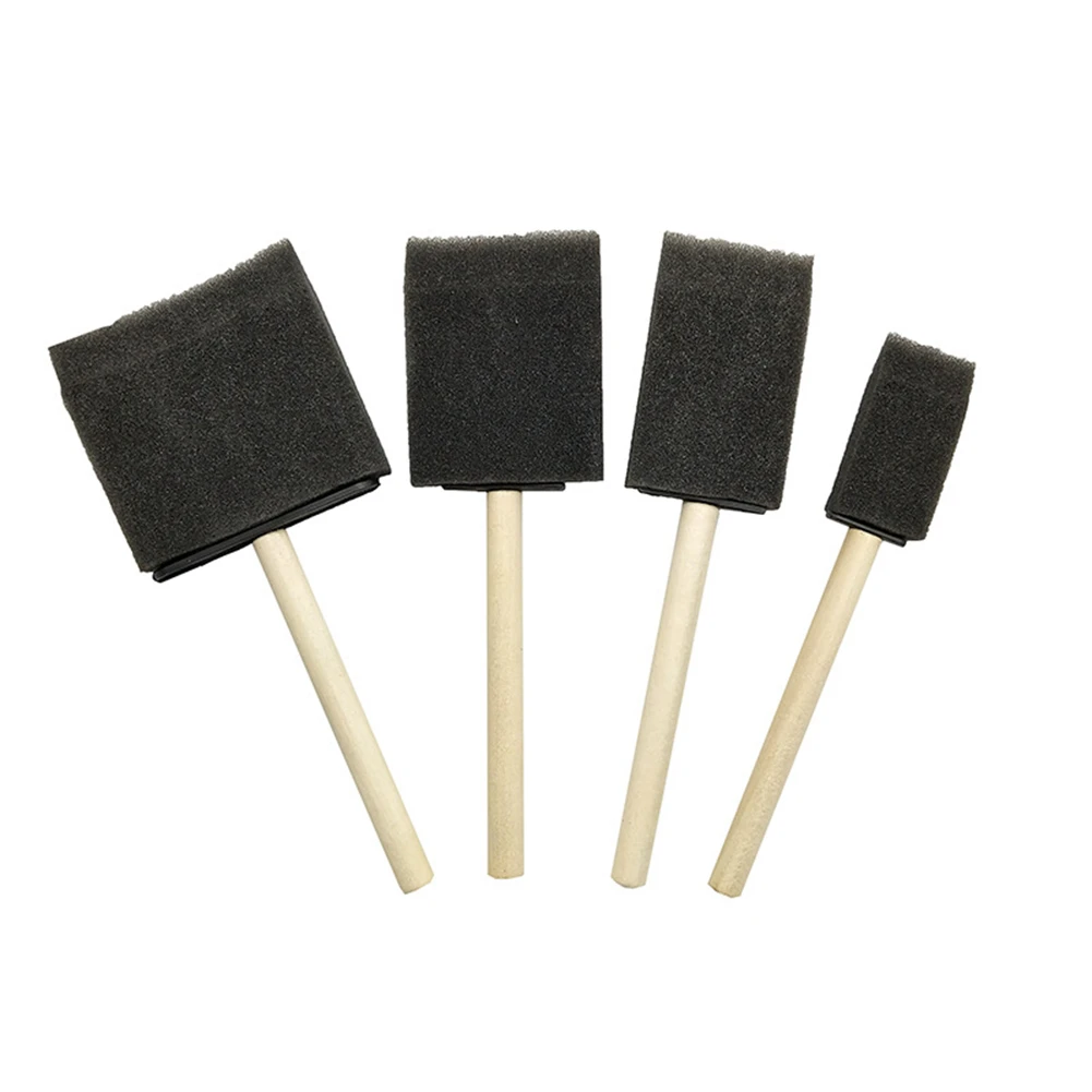

4pcs Paint Application Wooden Handle Craft Dust Cleaning Glue Graffiti Glitter Sponge Brush Art Tool Foam Glass