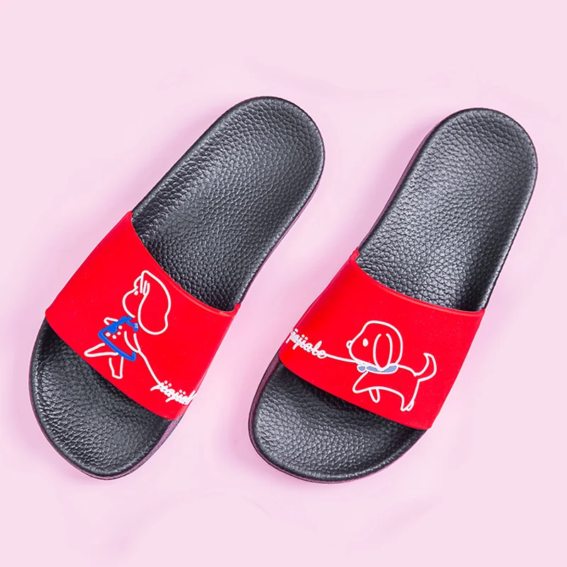 

Summer Women Slides Sandals Dog Cartoon Flip Flops Mom Soft Sole Beach Shoes