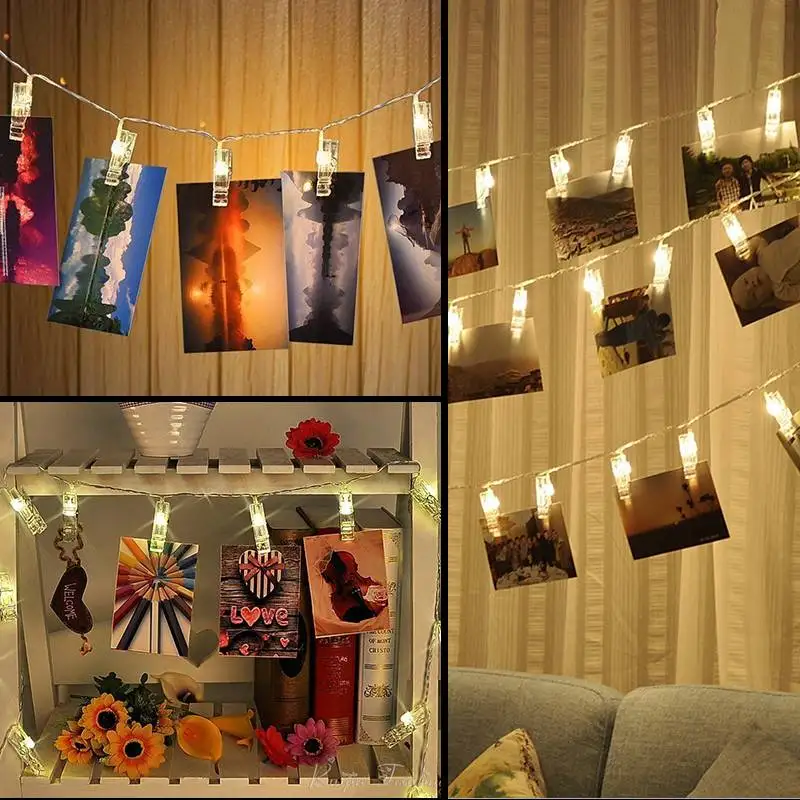 

Рождественская гирлянда с зажимами для фотографий, 4,2 м, 40 светодиодный, с питанием от USB, гирлянсветильник с зажимом для фото, подвесной свет...