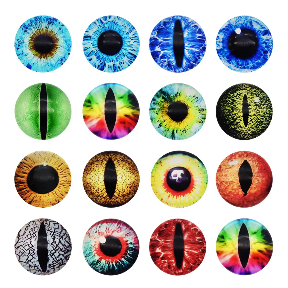 

Julie Wang 6 8 10 12 15 18 20 25 30MM Round Glass Dragon Eye Cabochons Covered Flatback Cameo Craft Making Jewelry DIY Accessory