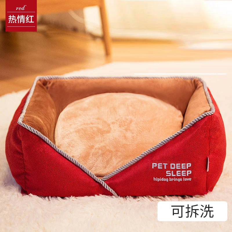 

Deep sleep Soft Cotton Cat Dog Bed Winter Warm Teddy Cat House Kitten Cat Sofa Bed Removable and washable cloth cover