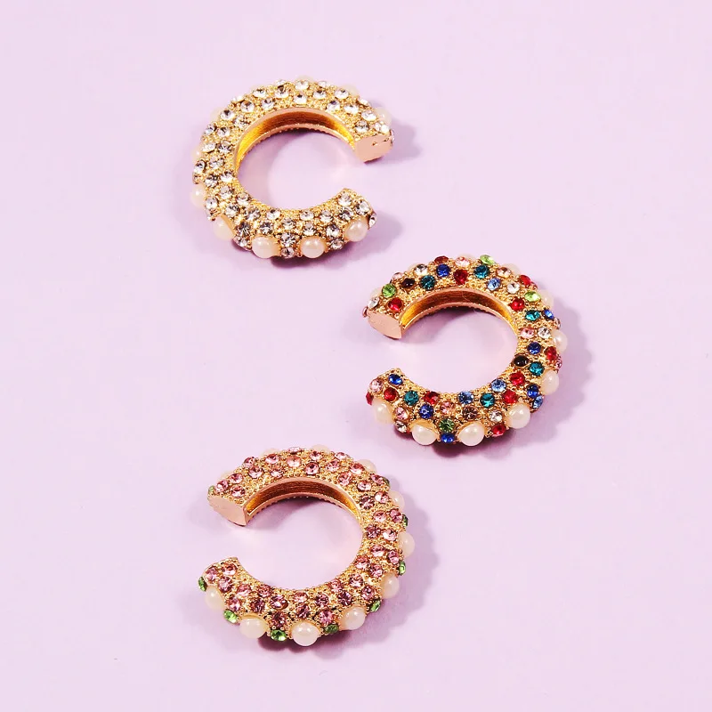 

Trendy Pearl Clip on Earrings Earcuffs for Women Gold Color C Shaped Stackable CZ Ear Cuff No Pierced Party Wedding Jewelry 2020