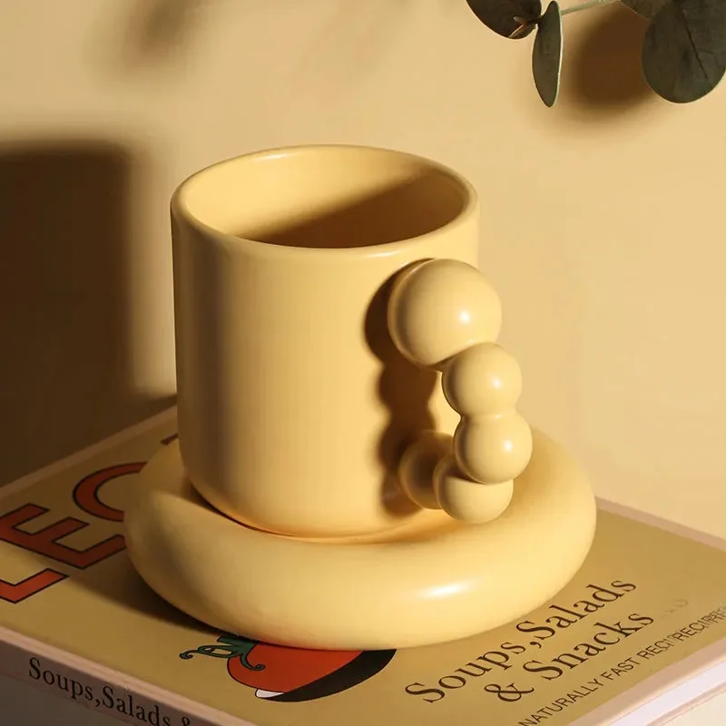 

Nordic Ceramic Speckled Bold Mug Plate set Coffee Milk Tea Cup 325ml Dinnerware Western Dish Dessert Plate Cake Rustic Dishware