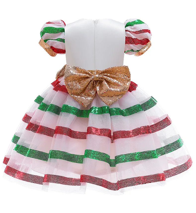 New Flarol Print Ball Gown Tutu Dress for Girls Birthday Party Children kids Sequin stripe dress Christmas party | Детская одежда и