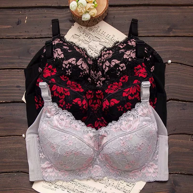 Women's Full coverage Underwired Lightly Lined lace bra Plus Size Minimizer bra 34 36 38 40 42 44 46 48 B C D E F G H