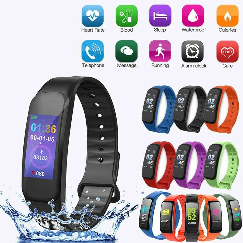 Смарт браслет C1 Plus многофункциональный смарт счетчик шагов Bluetooth пульсометр