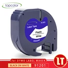 Лента для этикеток Topcolor, 12 мм, 91201, совместимая с Dymo LT, 91221, 91331, черно-белая, для принтер для этикеток Dymo, LT-100H, QX-50