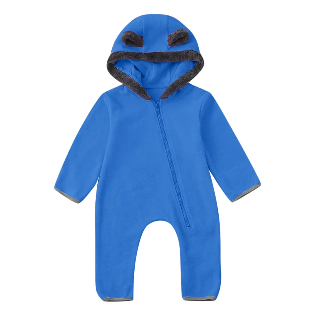 Мультяшная флисовая толстовка с ушками пальто комбинезон милый однотонный