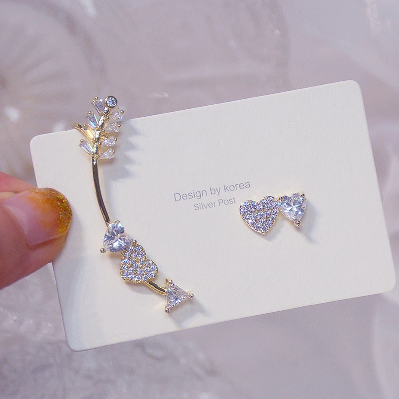 

Vintage Exquisite 14k Real Gold Jewelry Cupid Arrow Ear Clip for Women Luxury AAA Zirconia S925 Silver Needle Party INS Hot Gift