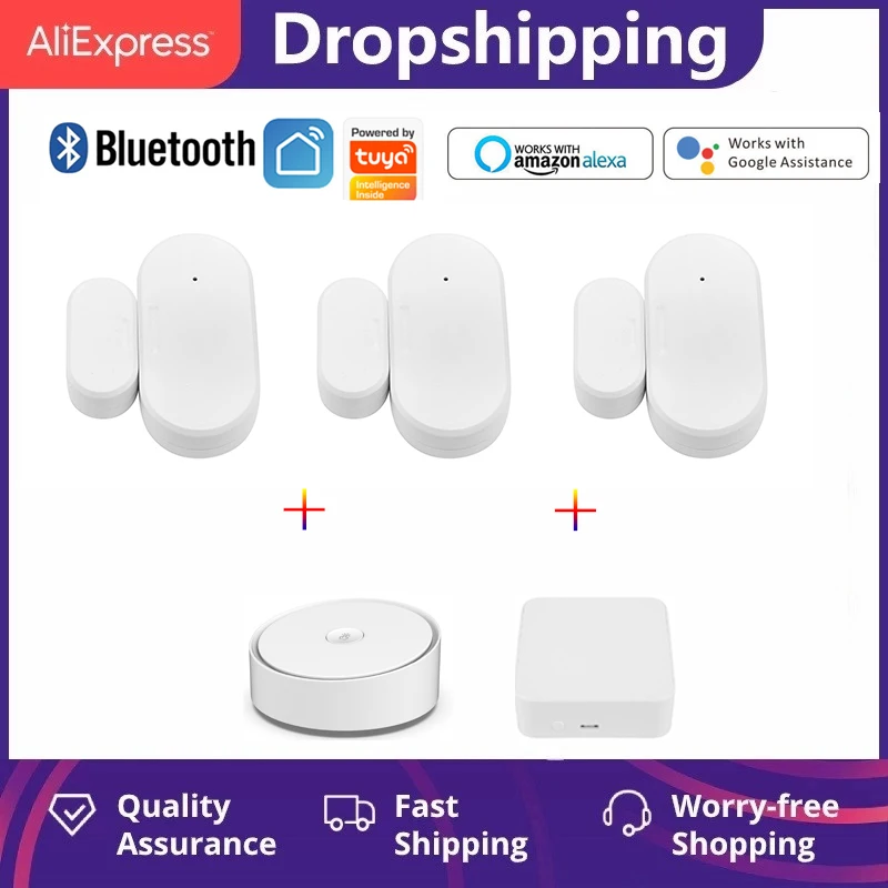 

Смарт-датчик двери Tuya с Bluetooth, детекторы открытия/закрытия помещения, сигнализация для умного дома, совместим с приложением Smart Life Tuya, с шлюзо...