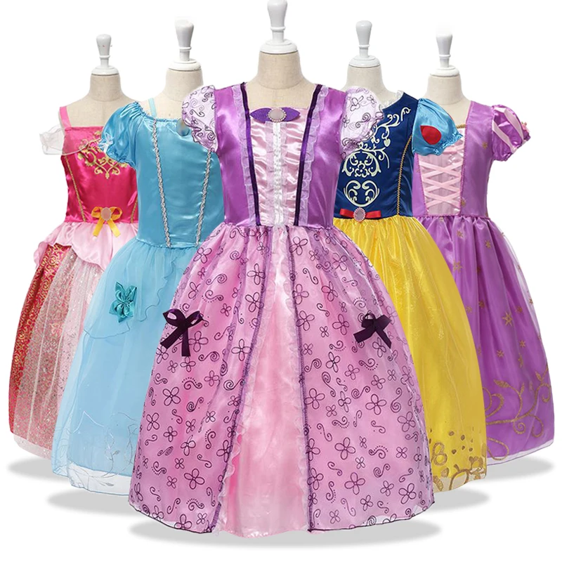Купи Girls Rapunzel Dress Princess Costume for Girl Kids Cosplay Sofia Vestidos Gown Children Birthday Party Clothing 2-8 Yrs за 905 рублей в магазине AliExpress